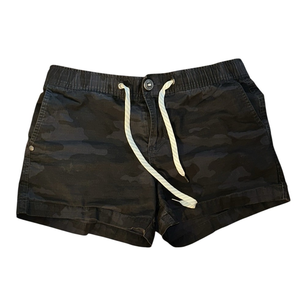 Vuori Shorts Womens Small Black Gray Camo Ripstop Travel Hiking Casual Trail